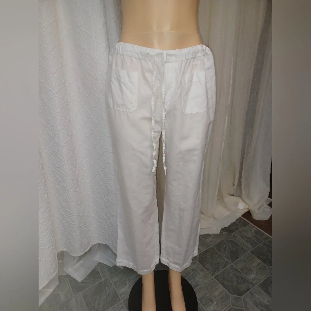 Liz Claiborne Women Size M White Sweatpants Relaxed Fit Joggers
